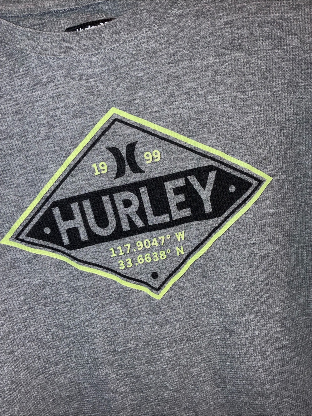 Hurley Gray Tee with Black Logo Tag